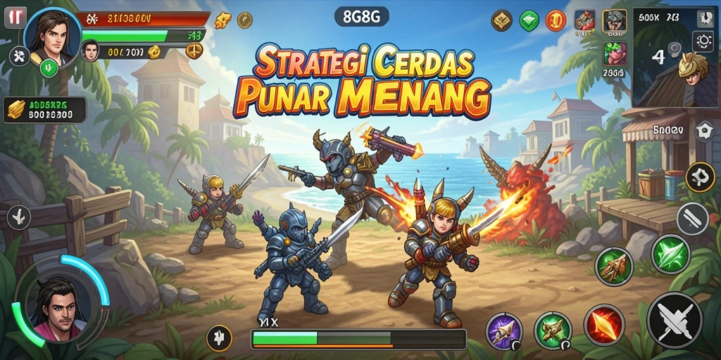 Screenshot gameplay 8G8G menampilkan taktik pertempuran yang mendebarkan.