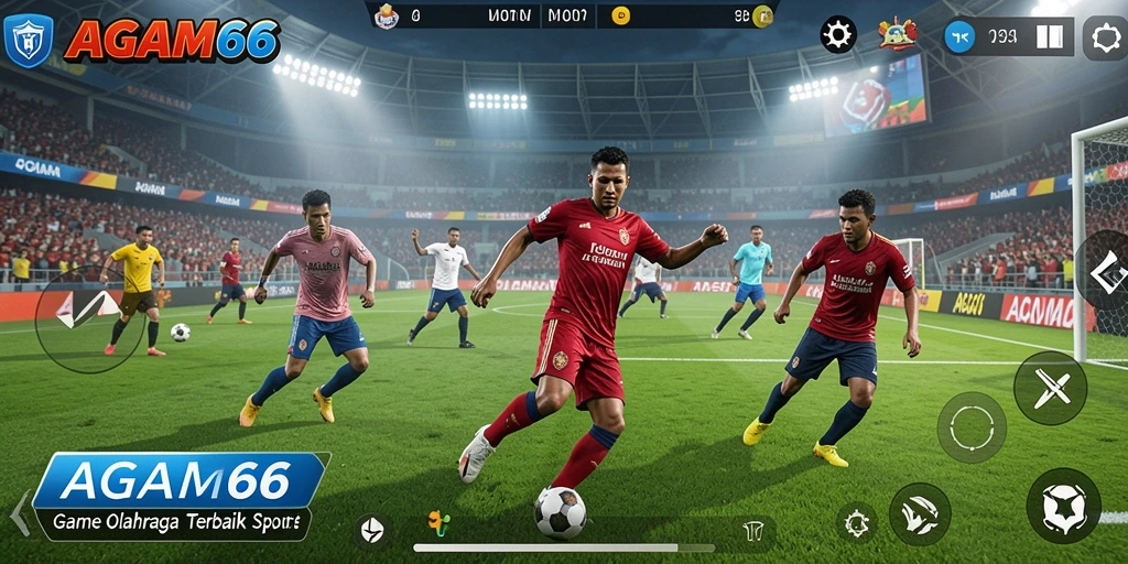 Screenshot gameplay AGAM66 menunjukkan aksi mendebarkan dalam pertandingan olahraga.