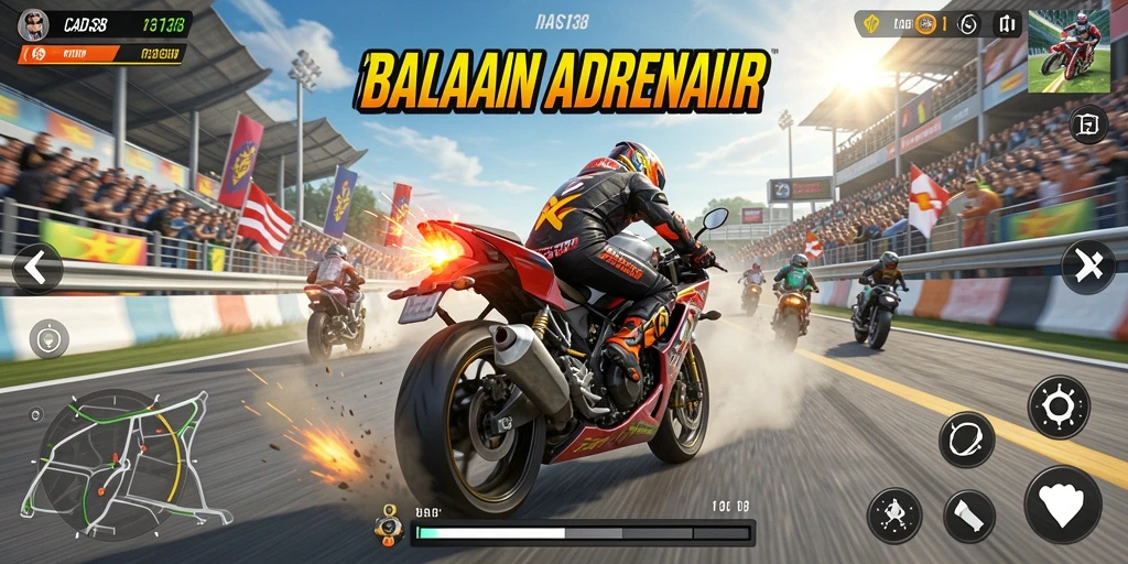Tampilan gameplay CADAS138 yang mendebarkan dalam balapan motor.