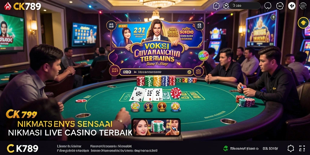 Screenshot CK789 menampilkan dealer langsung yang menarik dan permainan kasino yang seru.