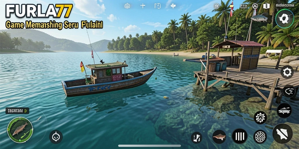 Gameplay FURLA77 yang menampilkan aksi memancing yang seru.