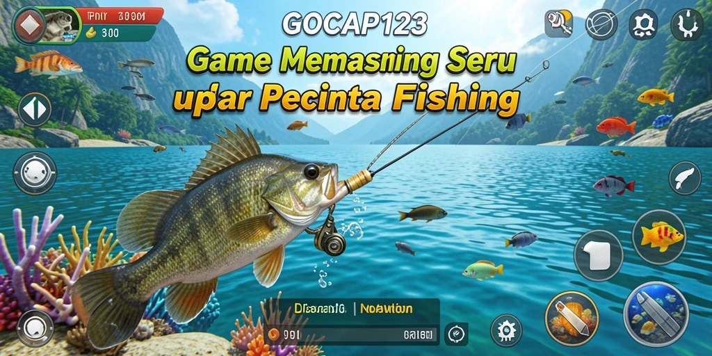 Tampilan gameplay GOCAP123 dengan aksi memancing yang seru dan pemandangan indah.