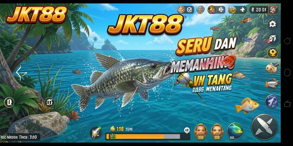 Screenshot gameplay JKT88 menampilkan suasana memancing yang seru.