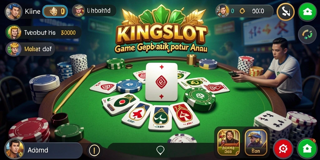 Screenshot utama dari KINGSLOT menampilkan aksi permainan Gaple yang seru.