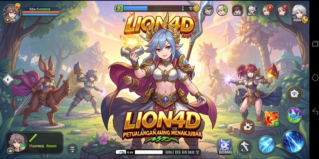 Screenshot gameplay LION4D menampilkan karakter anime dengan aksi seru.
