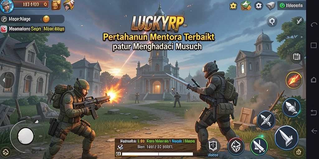 Screenshot LUCKYRP menunjukkan aksi seru dalam permainan Tower Defense yang mendebarkan.