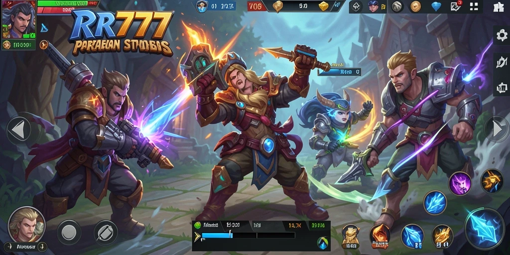 Tampilan gameplay dinamis dalam pertarungan MOBA yang menegangkan.