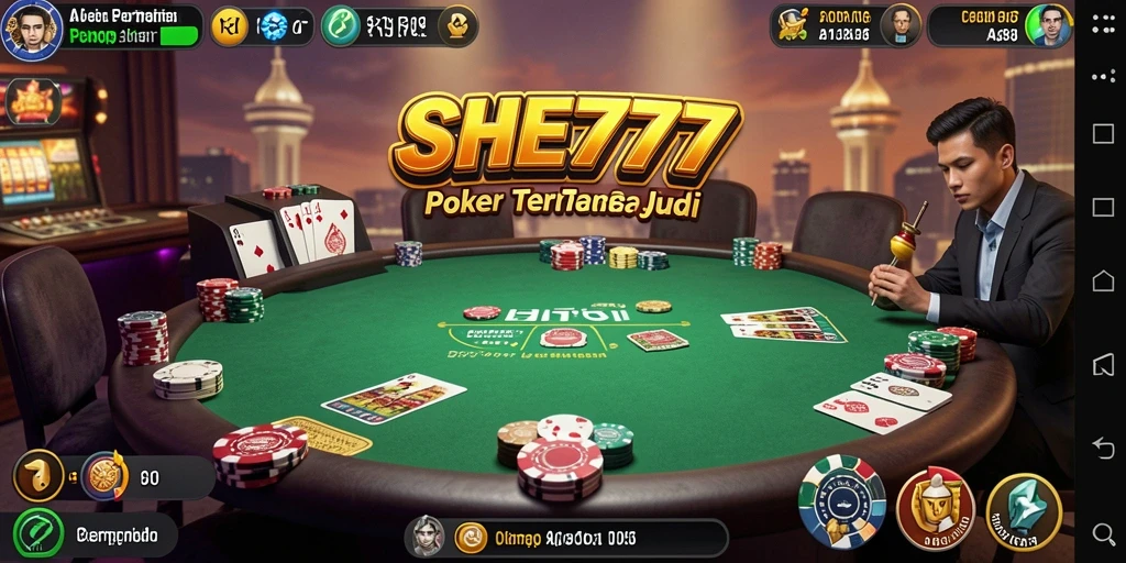 Tampilan gameplay seru dan menyenangkan dalam permainan Poker SHE777.