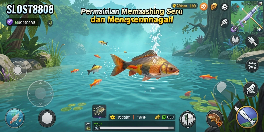 Tampilan gameplay SLOST8808 yang menarik saat menangkap ikan di laut.