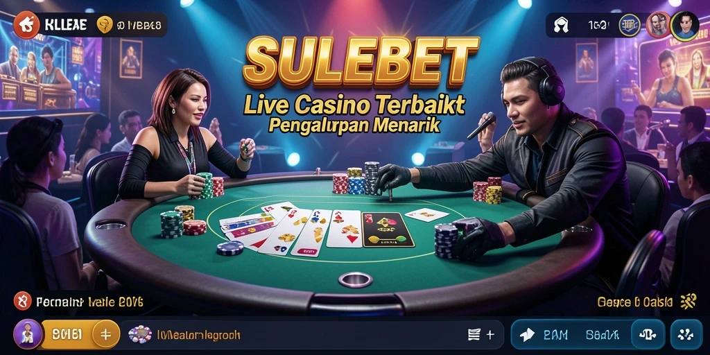 Screenshot gameplay SULEBET yang menampilkan dealer dan permainan Live Casino.