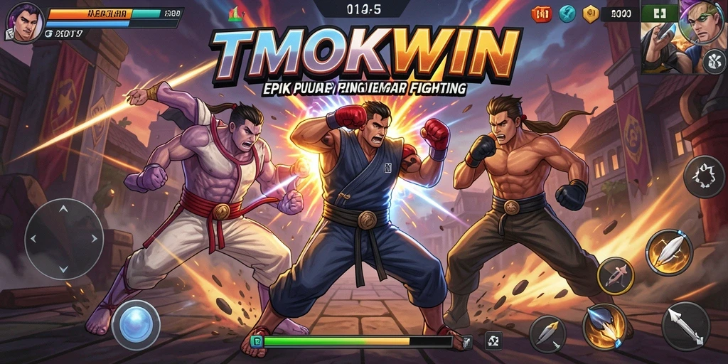 Tangkapan layar dari gameplay <strong>TMOKWIN</strong> menunjukkan aksi pertarungan yang mendebarkan.